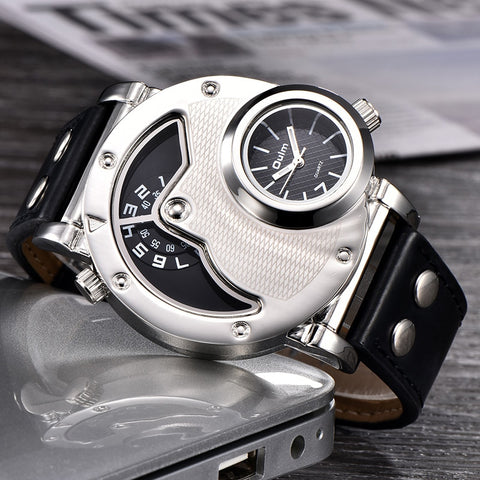 Oulm Watches Unique Design Multipe Time Zone Leather Strap Male Quart Wristwatch Oulm 9591 Fashion Men Watches reloj hombre