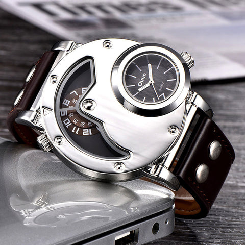 Oulm Watches Unique Design Multipe Time Zone Leather Strap Male Quart Wristwatch Oulm 9591 Fashion Men Watches reloj hombre