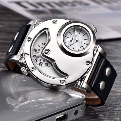 Oulm Watches Unique Design Multipe Time Zone Leather Strap Male Quart Wristwatch Oulm 9591 Fashion Men Watches reloj hombre