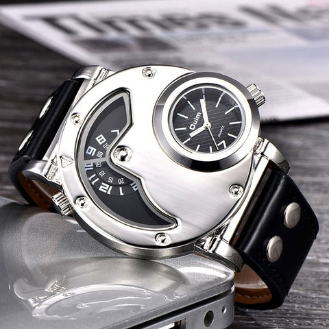 Oulm Watches Unique Design Multipe Time Zone Leather Strap Male Quart Wristwatch Oulm 9591 Fashion Men Watches reloj hombre