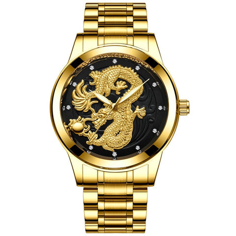 Fashion Steel Strap Luxury Watch Men Creative Dragon  Quartz-watch Casual Male Sports Masculino Business Wristwatch Clock