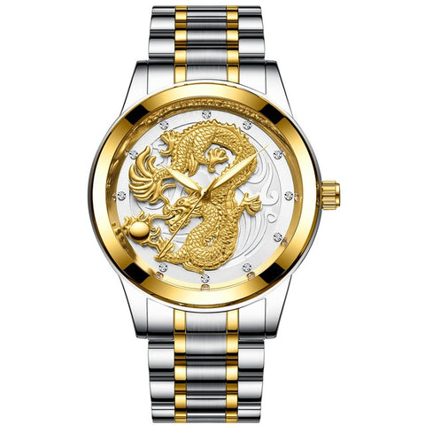 Fashion Steel Strap Luxury Watch Men Creative Dragon  Quartz-watch Casual Male Sports Masculino Business Wristwatch Clock