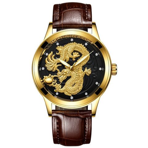 Fashion Steel Strap Luxury Watch Men Creative Dragon  Quartz-watch Casual Male Sports Masculino Business Wristwatch Clock