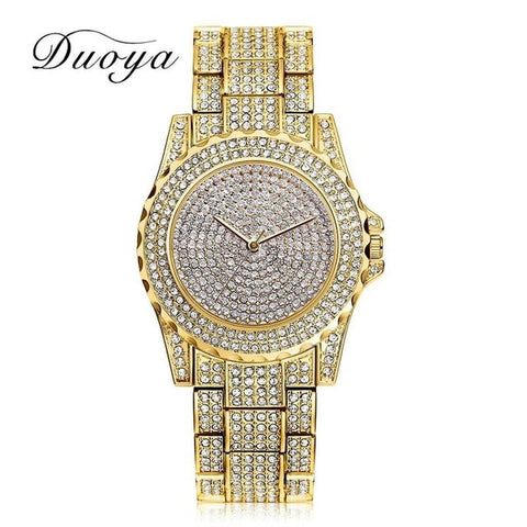 Women Quartz Watch Fashion Bling Casual Ladies Watch Female Quartz Gold Watch Crystal Diamond For Women Clock