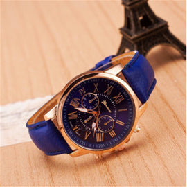 Genuine Women's Roman Numerals watches women clock Luxury Fashion Leather Band Analog Quartz Round Wrist Watches Montre Femme