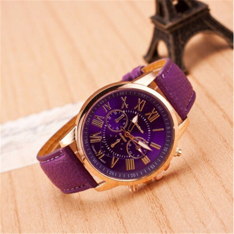 Genuine Women's Roman Numerals watches women clock Luxury Fashion Leather Band Analog Quartz Round Wrist Watches Montre Femme