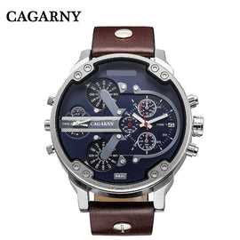 52MM Big Case Quartz Watch For Men Classy Mens Wrist Watches Waterproof Dual Time Displays Military relogio masculino Male Clock