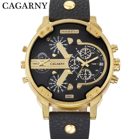 52MM Big Case Quartz Watch For Men Classy Mens Wrist Watches Waterproof Dual Time Displays Military relogio masculino Male Clock