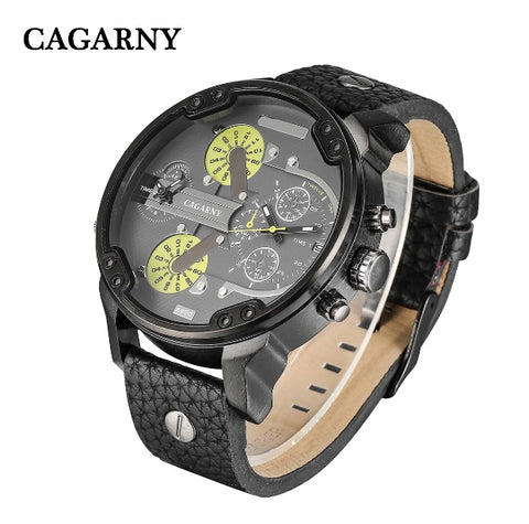 52MM Big Case Quartz Watch For Men Classy Mens Wrist Watches Waterproof Dual Time Displays Military relogio masculino Male Clock