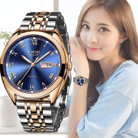 2019 LIGE New Rose Gold Women Watch Business Quartz Watch Ladies Top Brand Luxury Female Wrist Watch Girl Clock Relogio Feminin