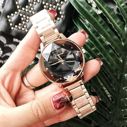 2019 Luxury Brand lady Crystal Watch Women Dress Watch Fashion Rose Gold Quartz Watches Female Stainless Steel Wristwatches