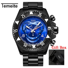 Temeite Men's watches Luxury Gold Watch Men Big Dial Quartz Watch Business Wristwatch Waterproof Relogio Masculino