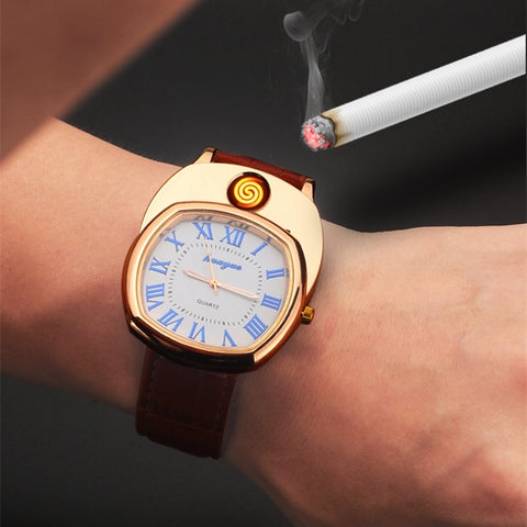 Men watch Lighter watch Windproof quartz  USB Charging Cigarette Lighter Hot sports Casual Wristwatches clock Military A0688