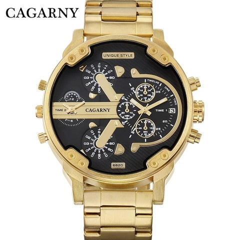 Relogio Masculino 6820 Cagarny Top Brand Luxury Watch Men Sport Quartz Clock  Watches Waterproof Gold Steel Wrist WatchMilitary