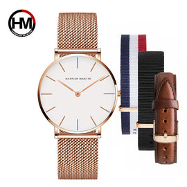 Women Watch Japan Quartz Design Waterproof Rose Gold Stainless Steel Mesh 1 set 3psc Band Lady watches relogio feminino