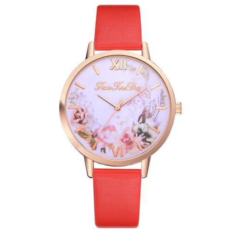 Relojes Para Mujer Hours Women Watches Leather Band Luxe Brand Times Watch Women Ladies Watch Creative Flower Bayan Kol Saati *A