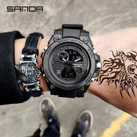 SANDA Top Brand Luxury Military Army Men Quartz Watch New Men's Sports Watches Men Waterproof S Shock Clock relogio masculino