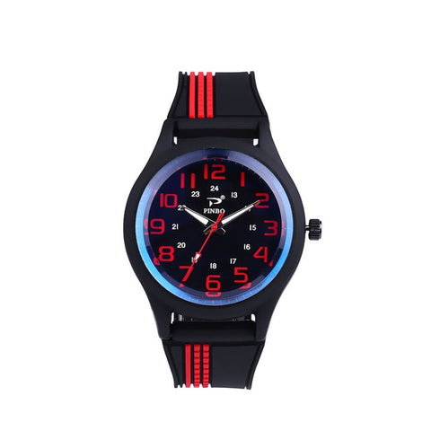 PINBO Fashion Casual Brand Watch Man Outdoor Sport Silicone Strap Buckle Simple Mens Clock Quartz Wrist Watches reloj hombre