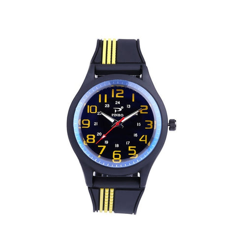 PINBO Fashion Casual Brand Watch Man Outdoor Sport Silicone Strap Buckle Simple Mens Clock Quartz Wrist Watches reloj hombre