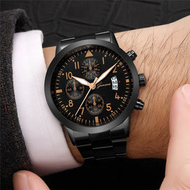 Mens Watches Top Brand Luxury Steel Strip Quartz Sport Military Watch Fashion Business Gloss Men Clock Reloj Horloges Mannen *A