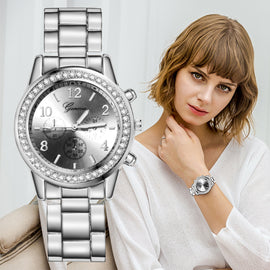 Geneva Luxury Women's Watches relogio feminino Fashion Metal Strap Watch Bracelet Quartz Ladies Women New Clock bayan kol saati